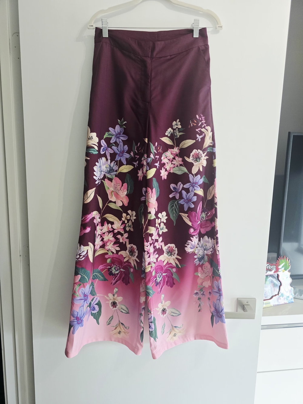 Floral Ombre Wide-Leg Skirt - Plum Pink